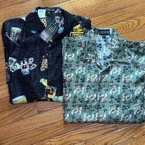Ferugini men’s short sleeve button front shirt Hawaiian style set of two medium